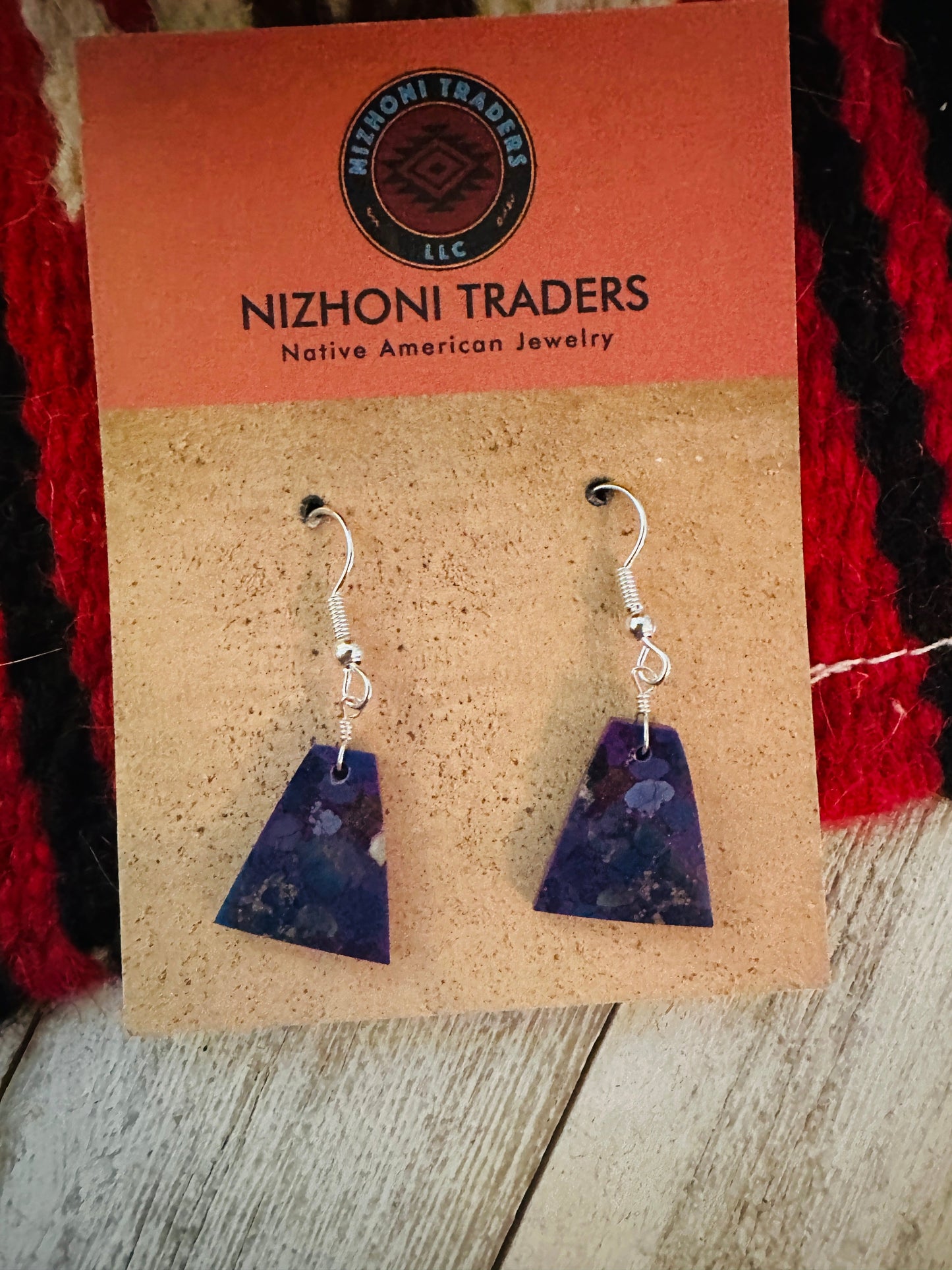 Handcrafted Sterling Silver & Purple Mojave Slab Dangle Earrings