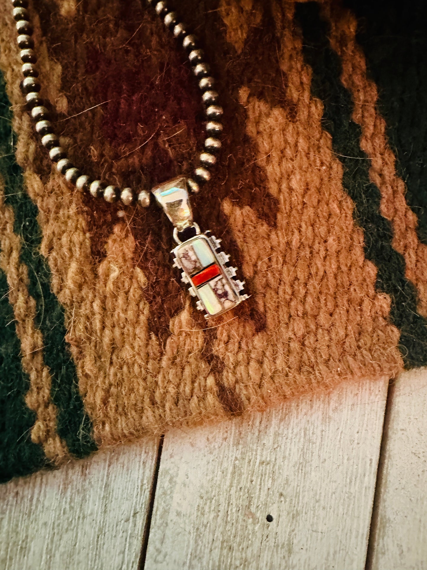 Handcrafted Multi Stone & Sterling Silver Inlay Pendant