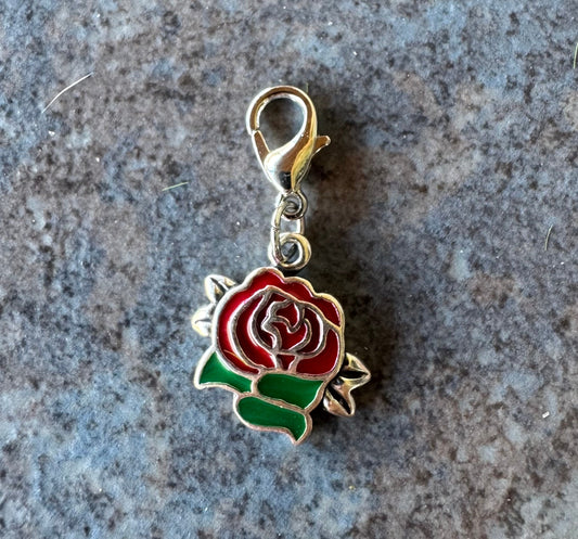 Handcrafted Sterling Silver Red Rose Charm