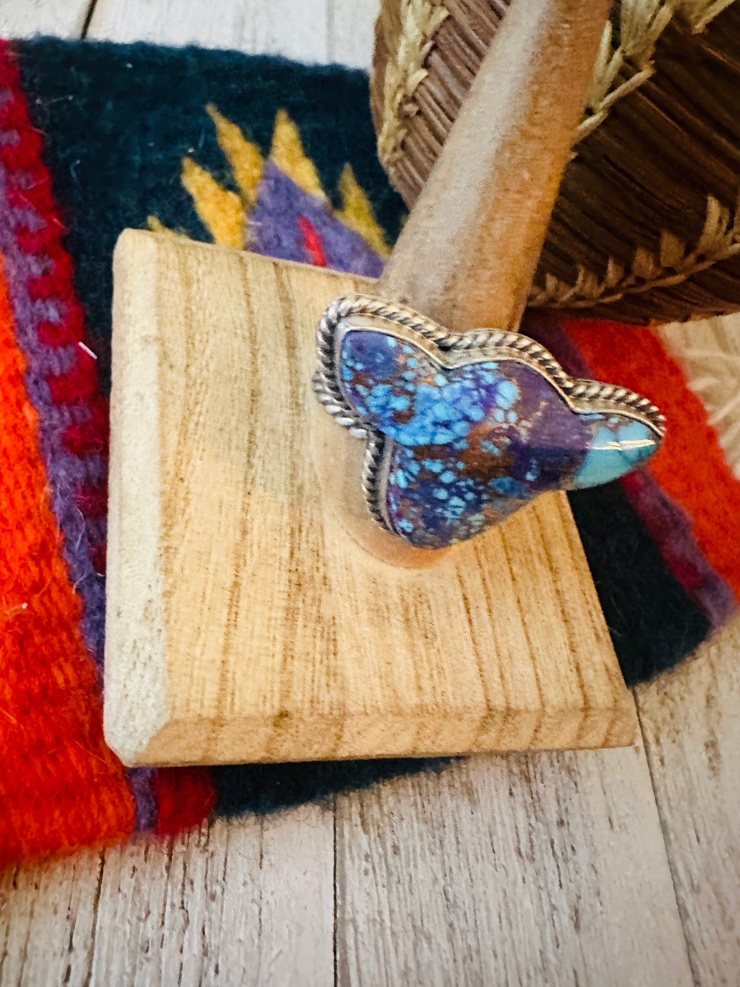 Handcrafted Purple Mojave & Sterling Silver Bullhead Adjustable Ring