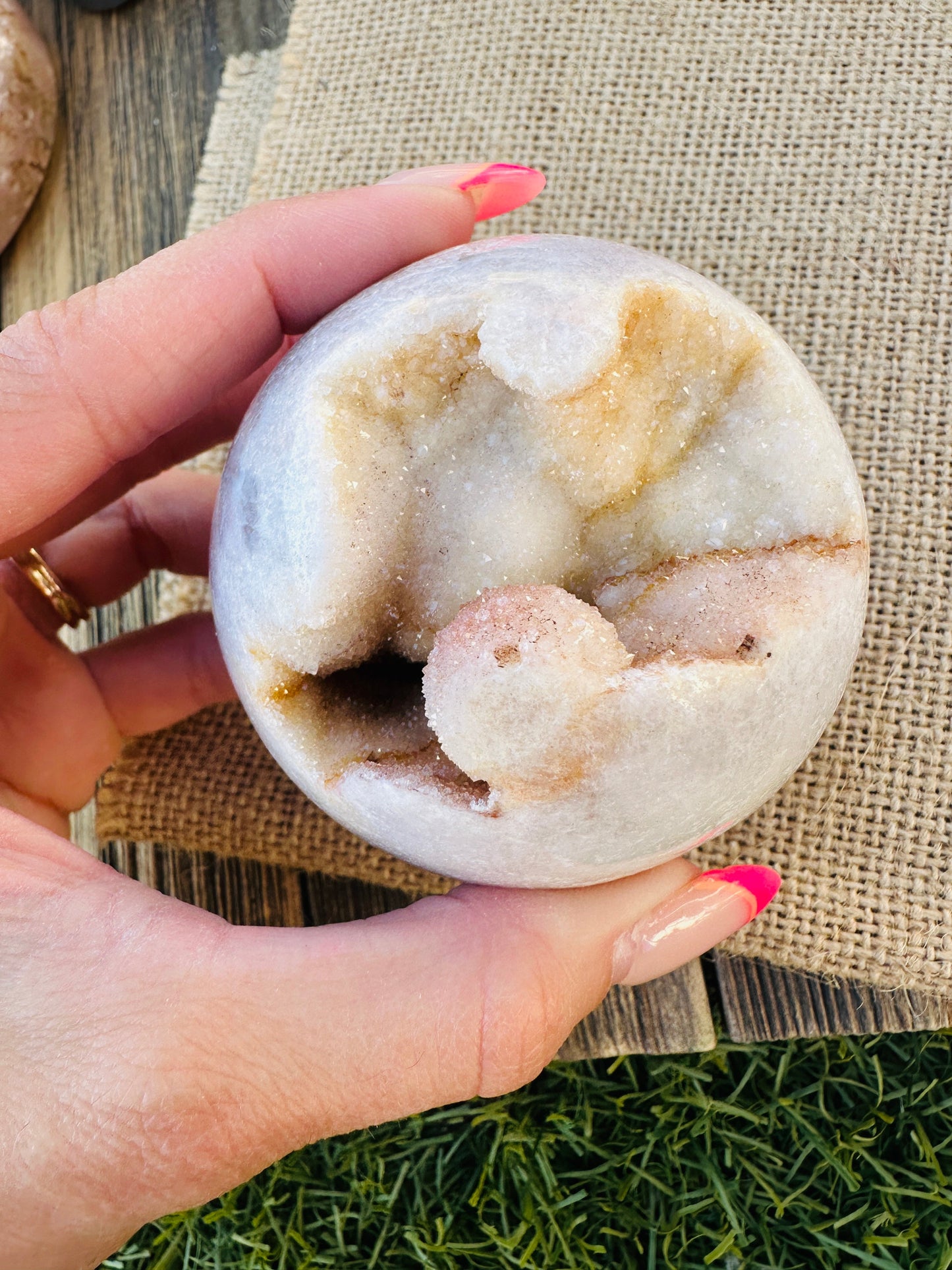 Nizhoni Crystals ✨  Pink Amethyst Geode Sphere