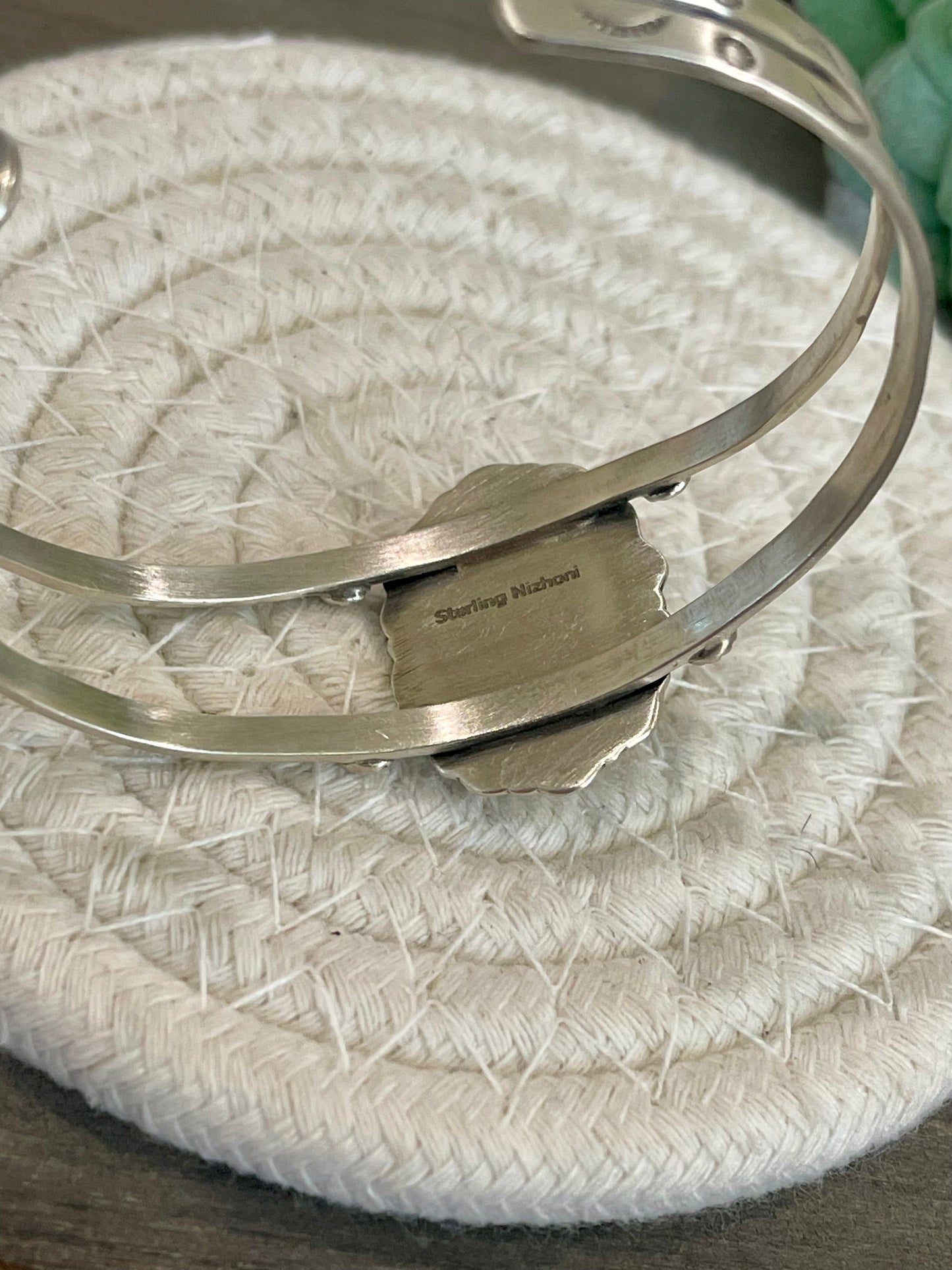 Nizhoni Handmade Sterling Silver & Number 8 Turquoise Adjustable Cuff Bracelet