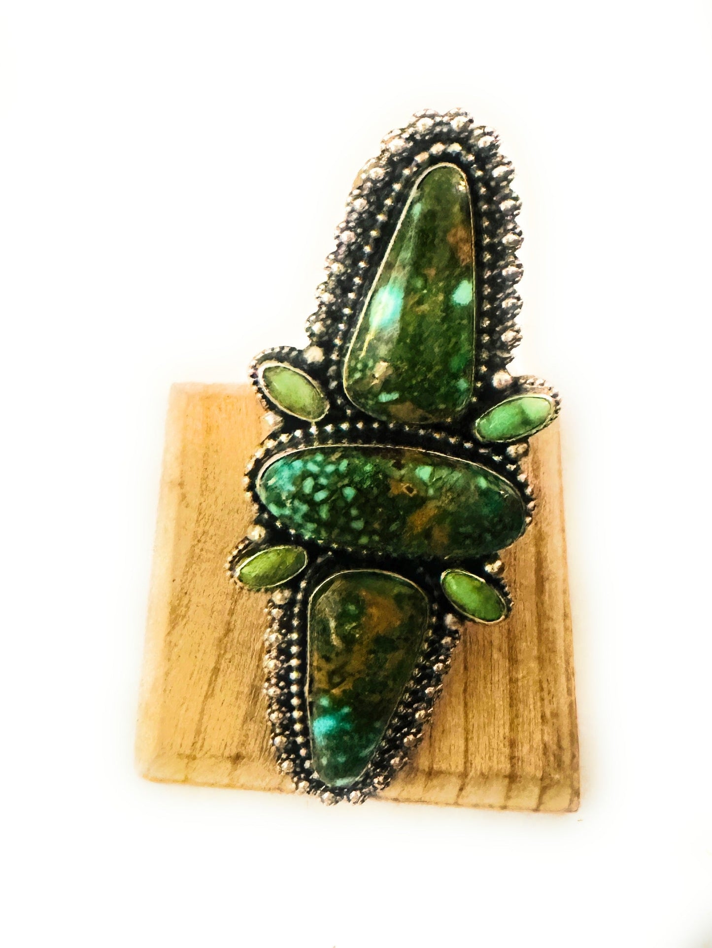 Handcrafted Sonoran Gold Turquoise & Sterling Silver Adjustable Ring