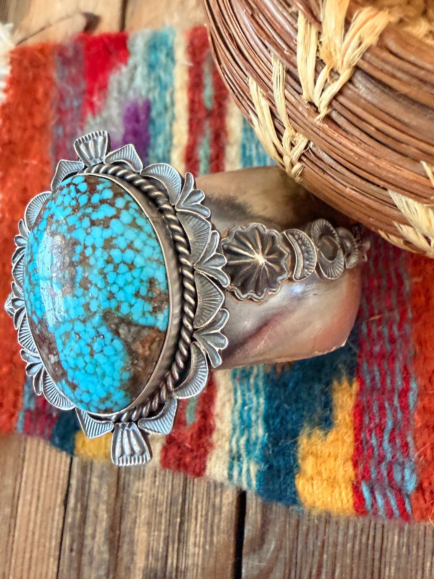 Handcrafted Sleeping Beauty Turquoise & Sterling Silver Cuff Bracelet by Kevin Billah