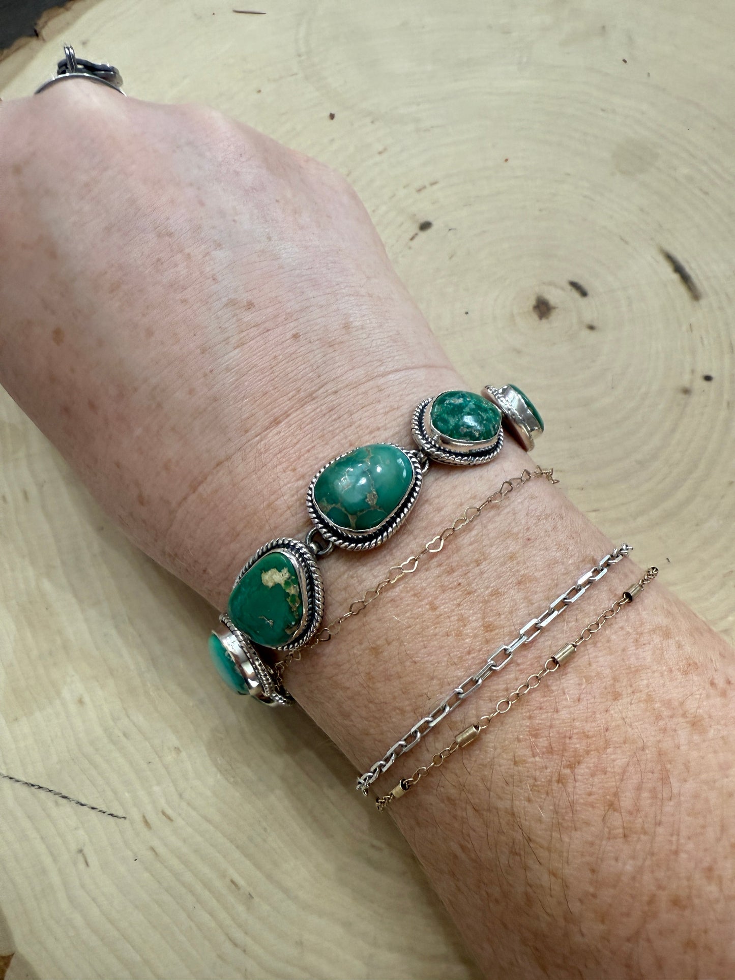 Handmade Sonoran Turquoise & Sterling Silver Link Bracelet