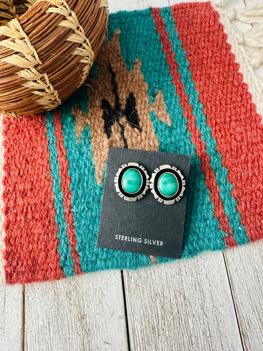 Handcrafted Malachite & Sterling Silver Post Earrings