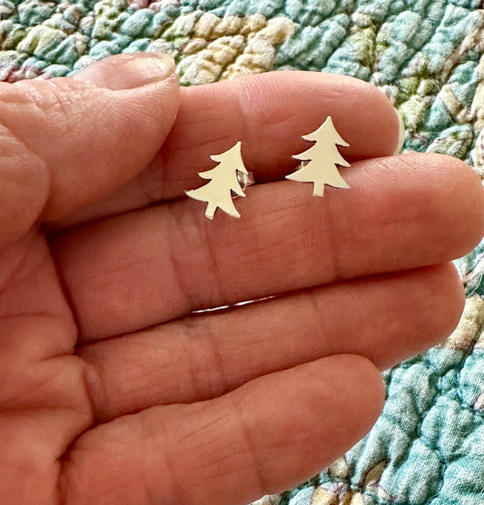 Sterling Silver 3-Branch Christmas Tree Earrings On Post