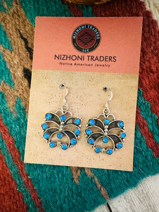 Handcrafted Blue Opal & Sterling Silver Butterfly Dangle Earrings