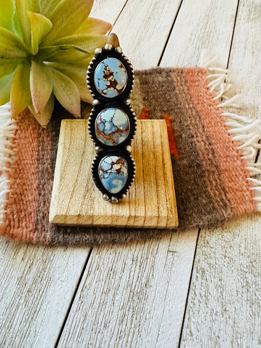 Handcrafted Golden Hills Turquoise & Sterling Silver Ring Size 7 by Kathleen Livingston