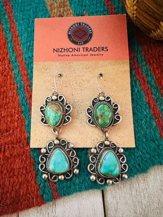 Handcrafted Turquoise & Sterling Silver Dangle Earrings by Sheila Becenti