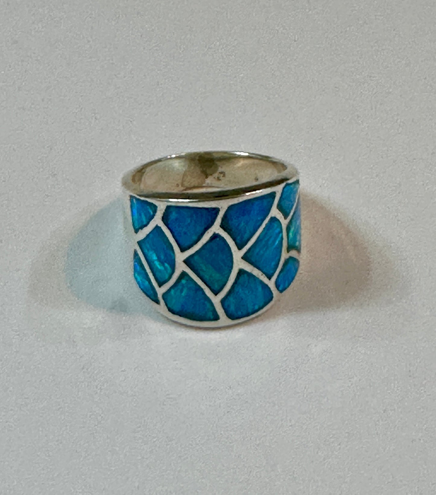 Blue Opal Sterling Silver Mermaid Ring