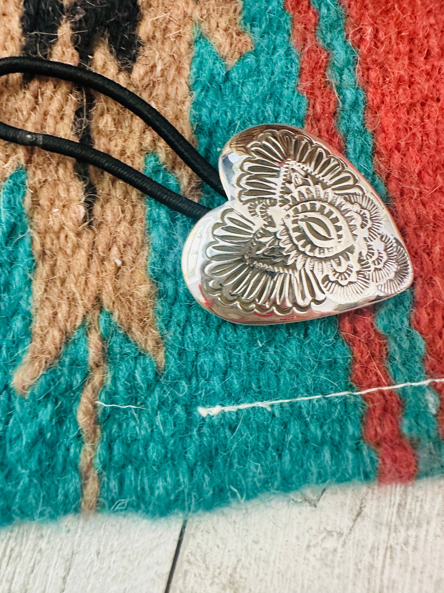 Handcrafted Hand Stamped Sterling Silver Heart Hair Tie
