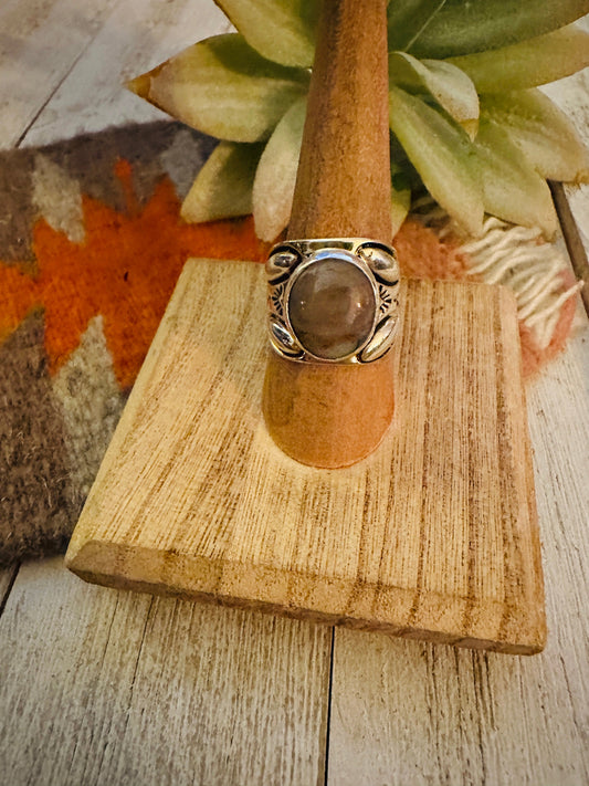 Handcrafted Agate & Sterling Silver Ring Size 8