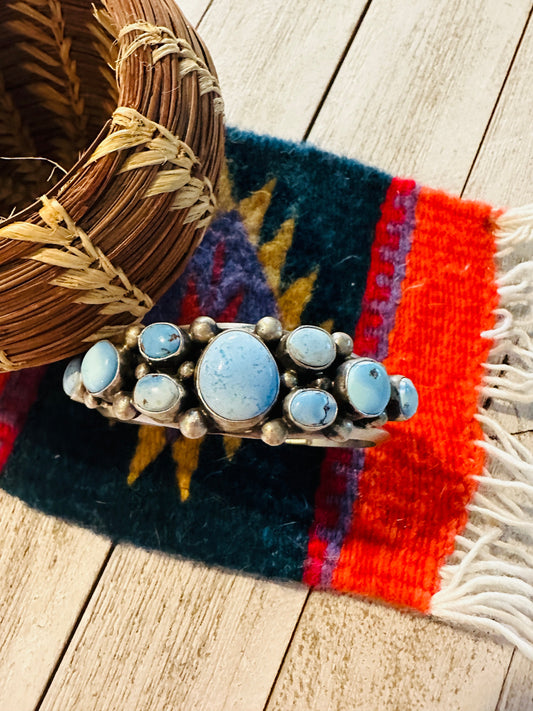 Handcrafted Golden Hills Turquoise & Sterling Silver Cuff Bracelet by Kathleen Chavez /