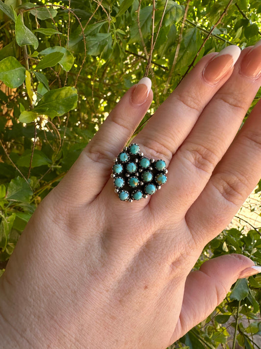Handmade Adjustable Turquoise Sterling Silver Heart Ring