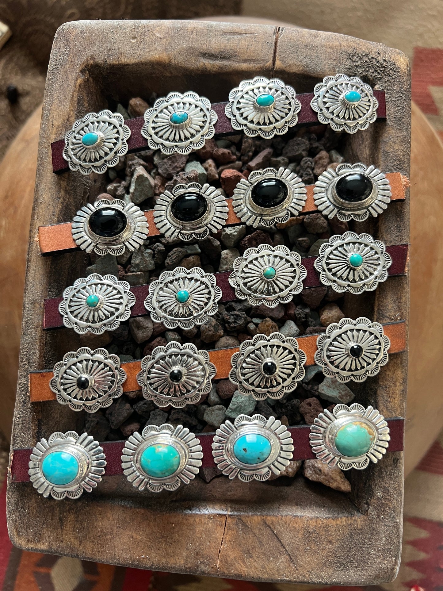 Sterling Silver and Kingman Turquoise Traditional Style Concho Slide, Round