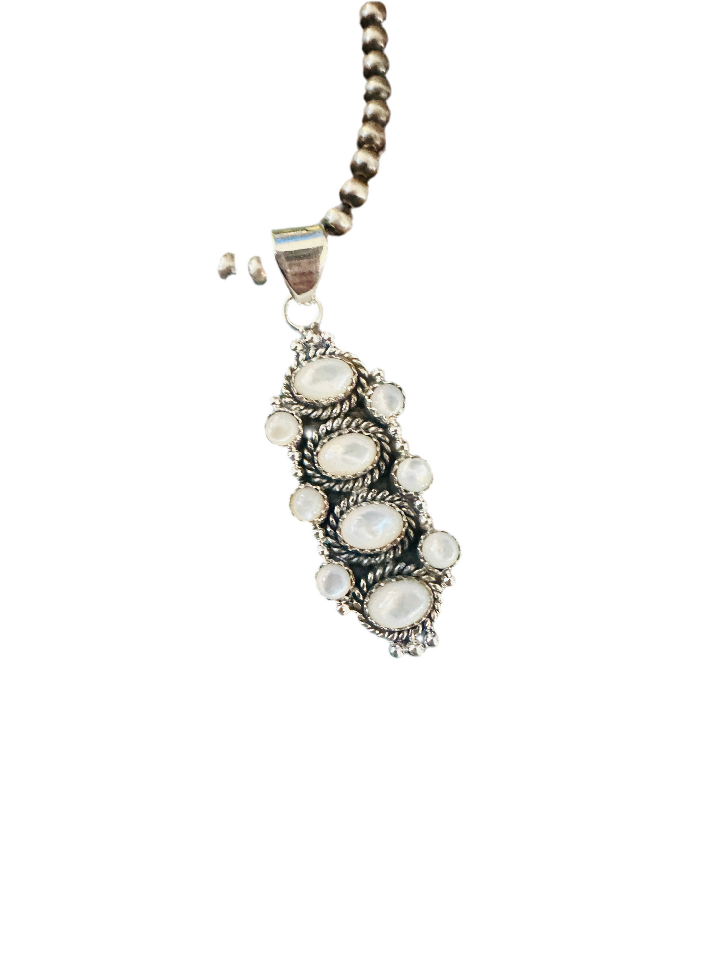 ** Christmas Collection ** Handmade Sterling Silver & Mother of Pearl Pendant Signed Nizhoni