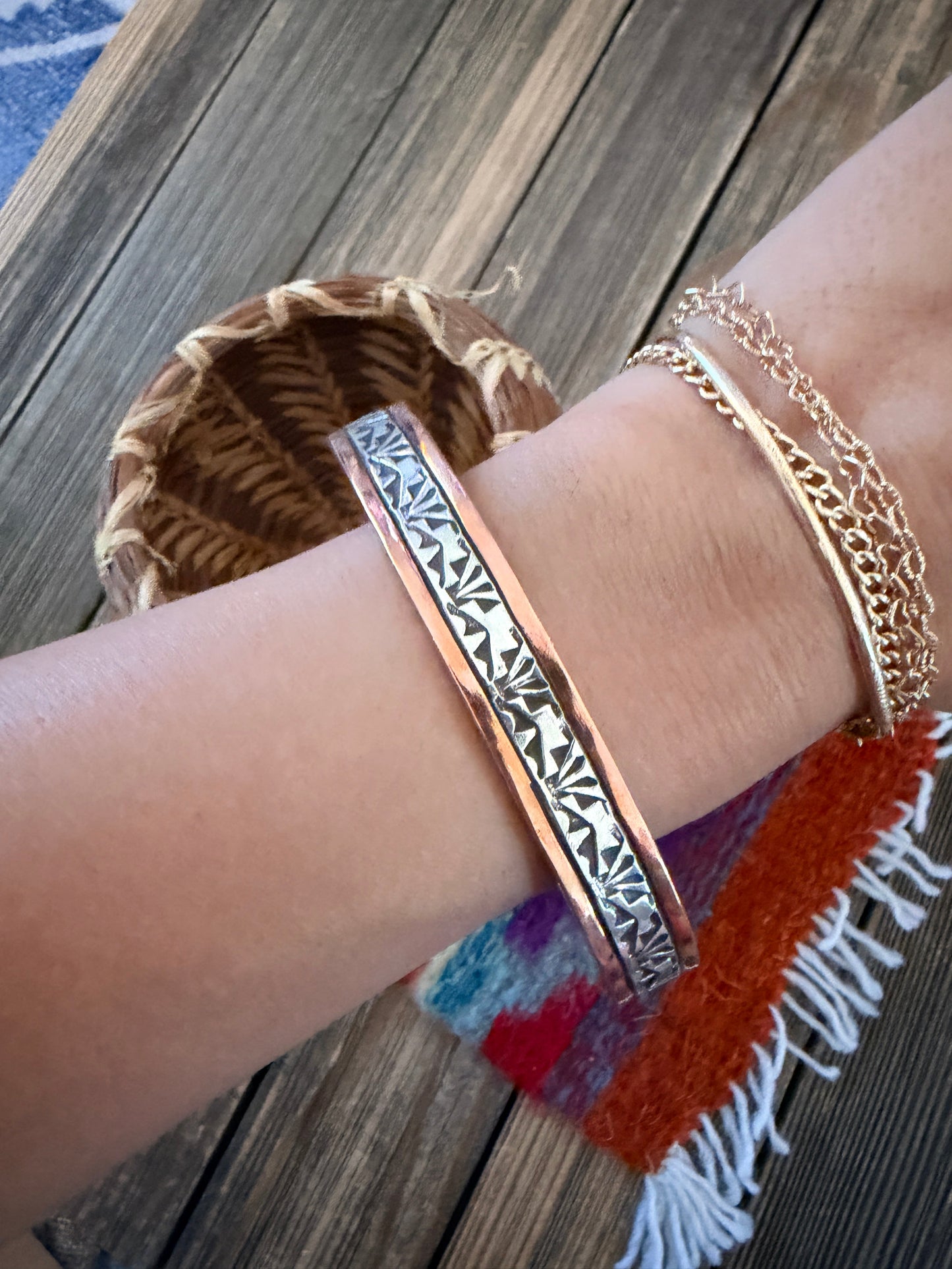 Handcrafted Copper & Sterling Silver Cuff Bracelet