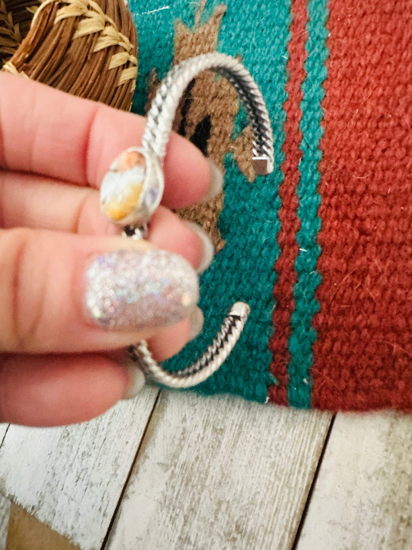 Handcrafted Sterling Silver & Spice Cuff Bracelet