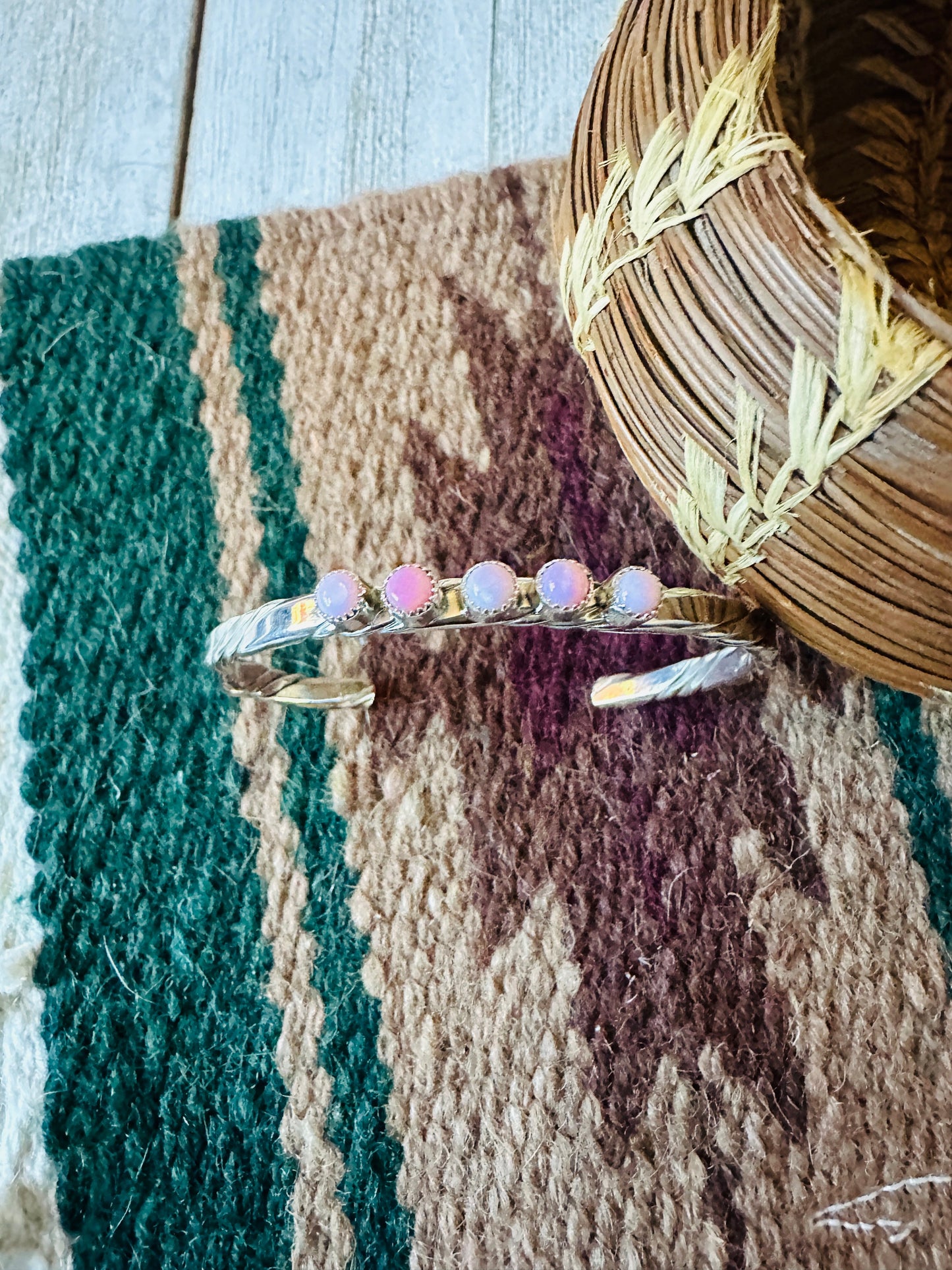 Handcrafted Queen Pink Conch & Sterling Silver Cuff Bracelet