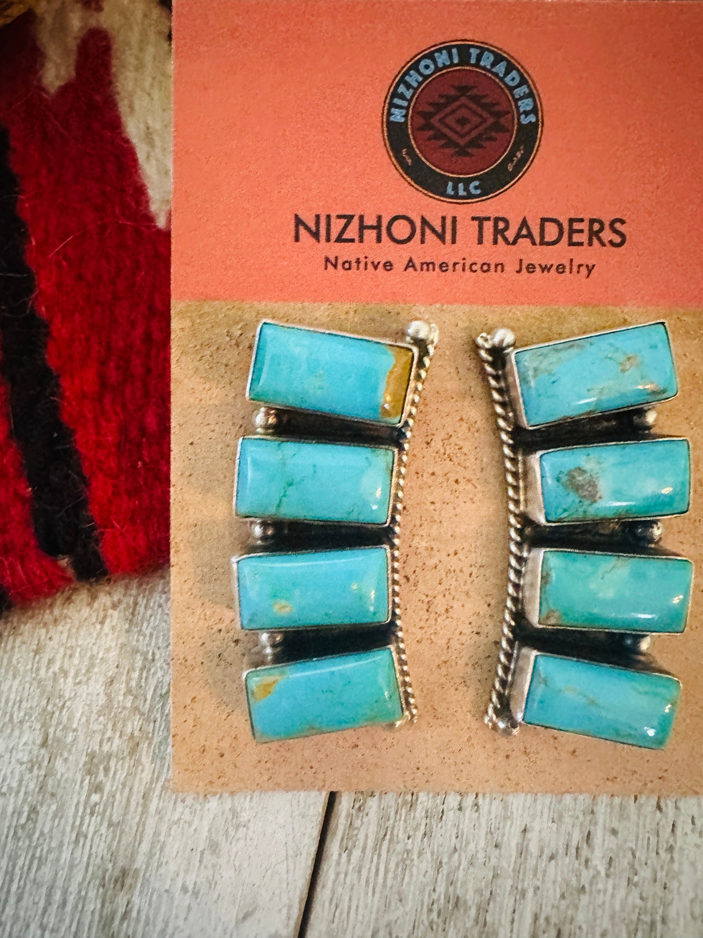 Handcrafted Sterling Silver & Kingman Turquoise Dangle Earrings by Elouise Kee