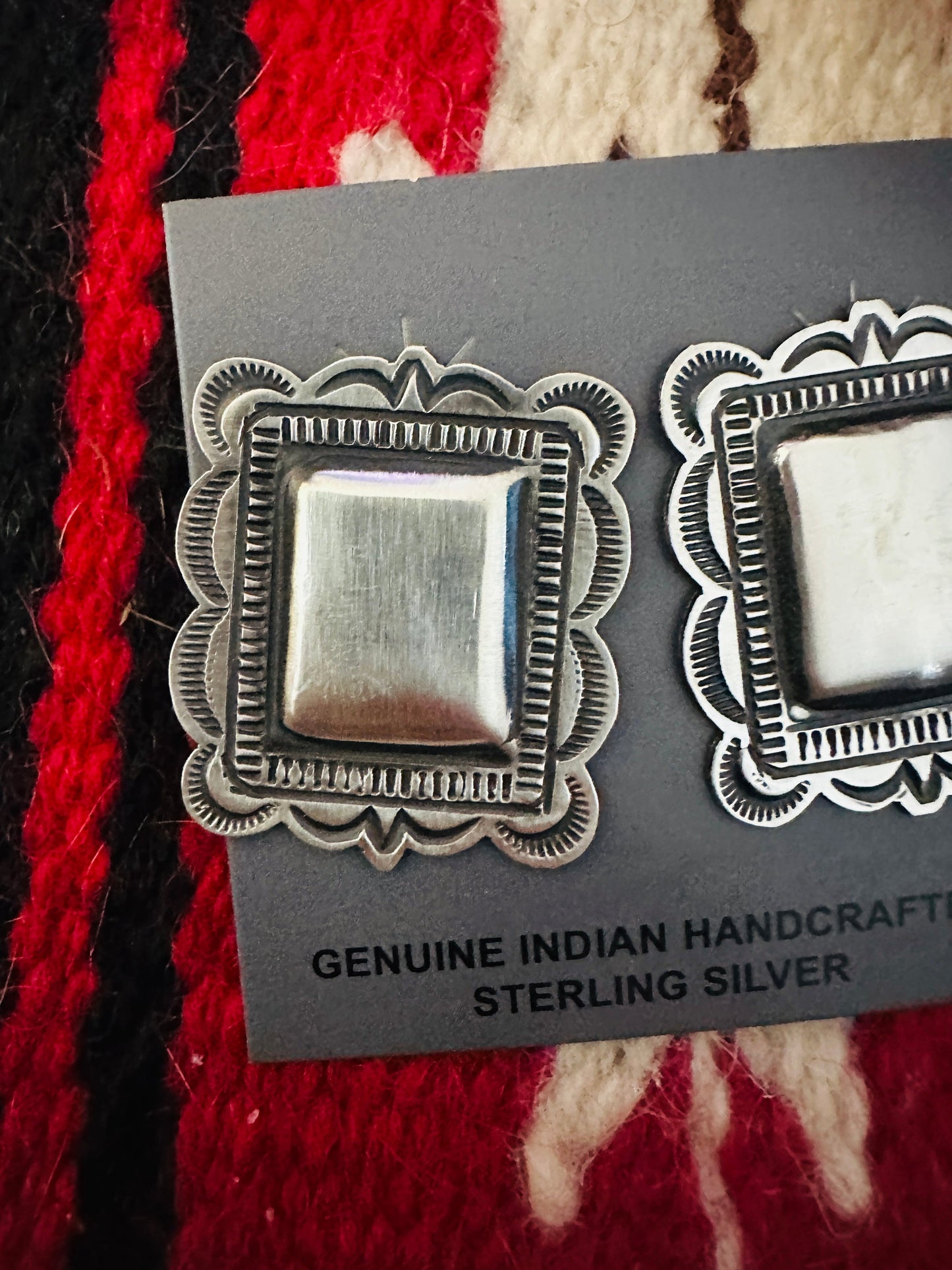 Handcrafted Sterling Silver Concho Post Earrings by Leander Tahe