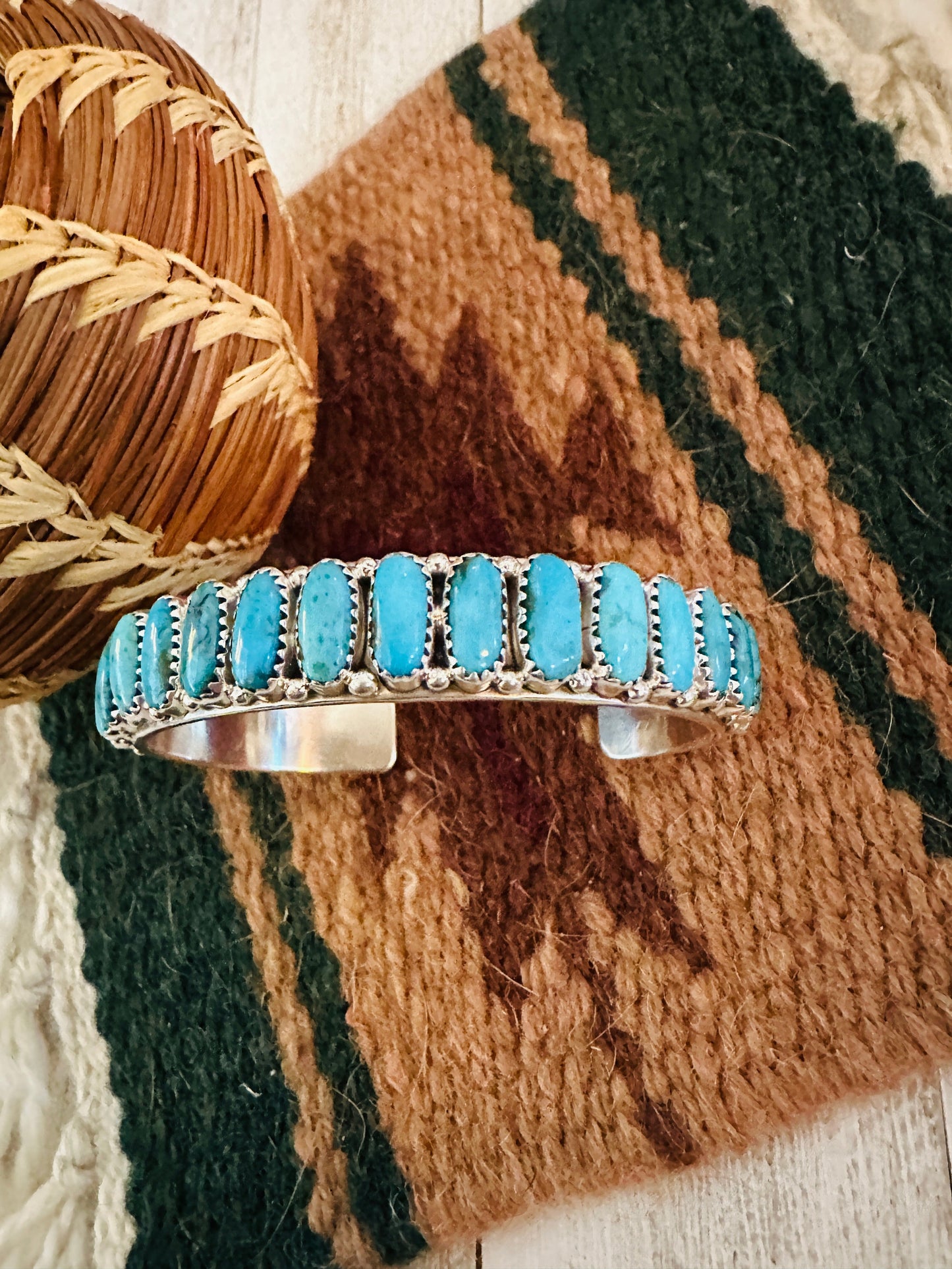 Kingman Turquoise & Sterling Silver Cuff Bracelet /