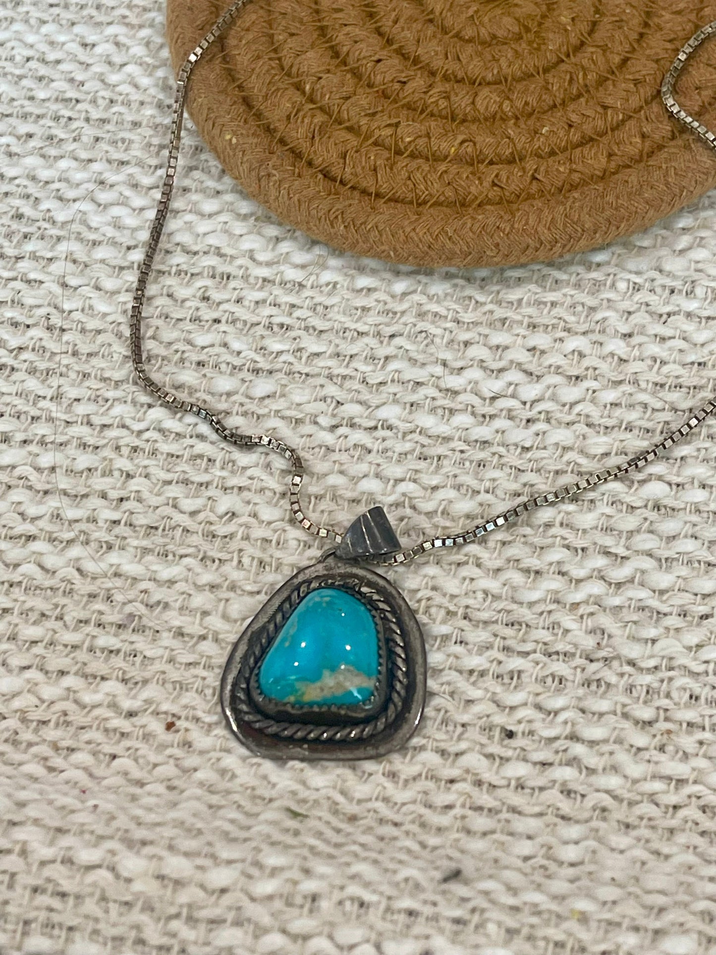 Vintage Old Pawn Turquoise and Sterling Silver Necklace