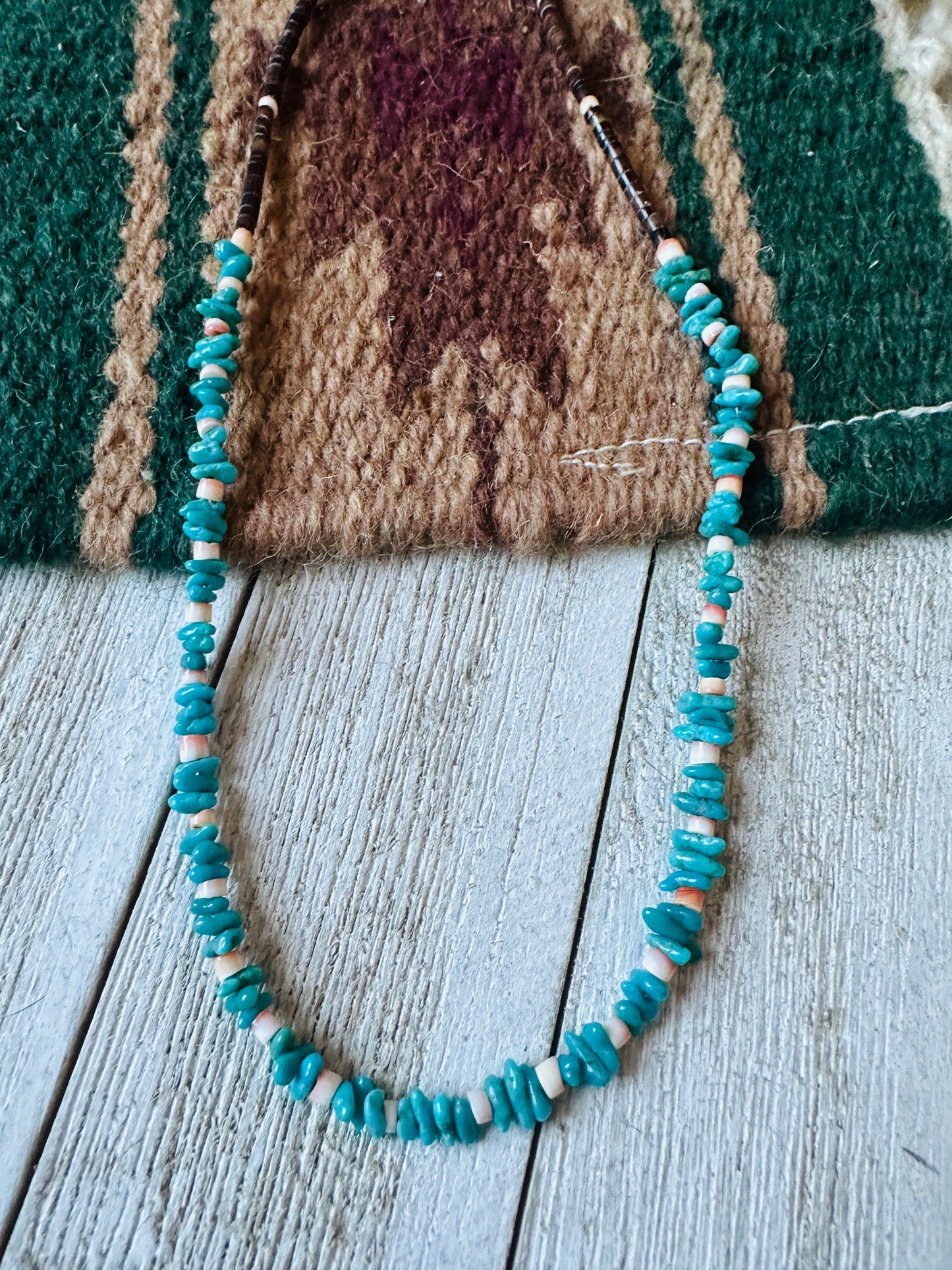 Handcrafted Turquoise, Spiny & Heishi 18” Beaded Necklace