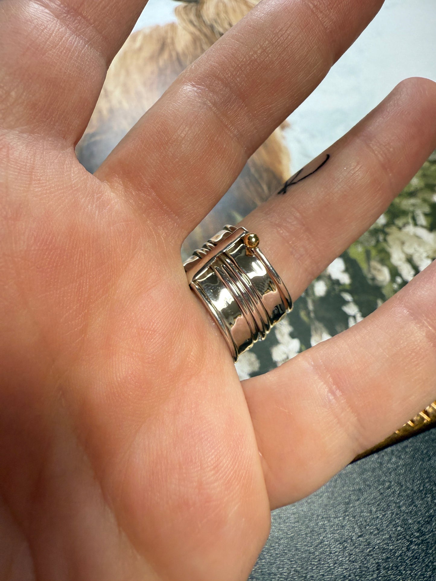 Handmade Sterling Silver Turquoise Flower Stacker Ring