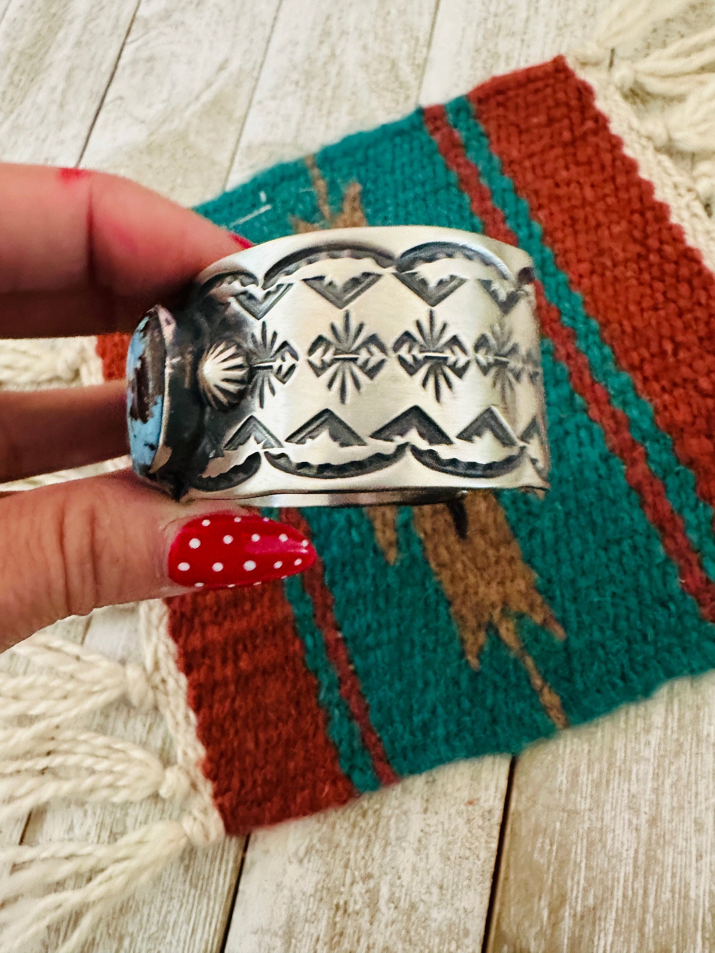 Handcrafted Sterling Silver & Golden Hills Turquoise Cuff Bracelet by Chimney Butte /