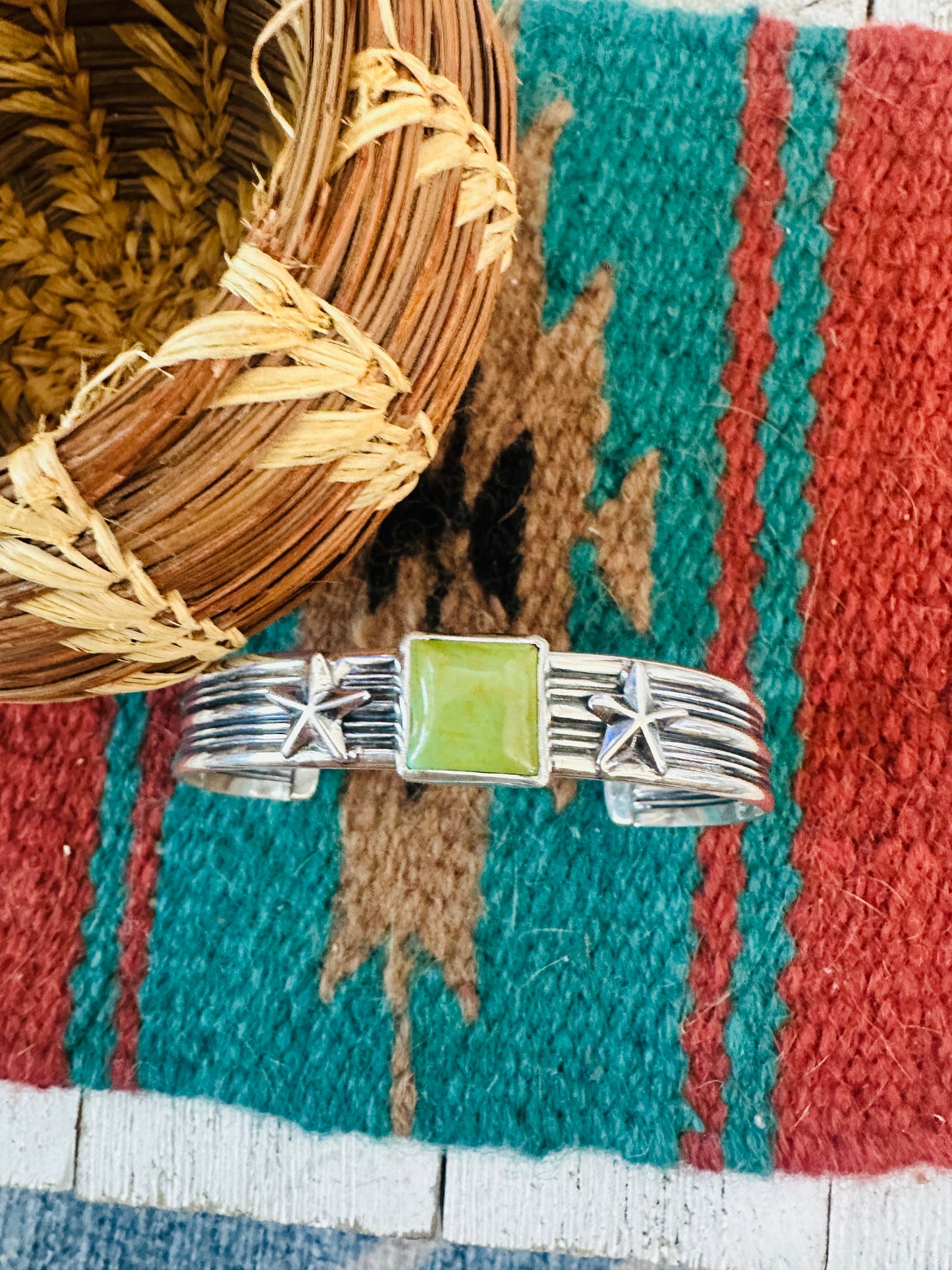 Handcrafted Sterling Silver & Turquoise Star Cuff Bracelet