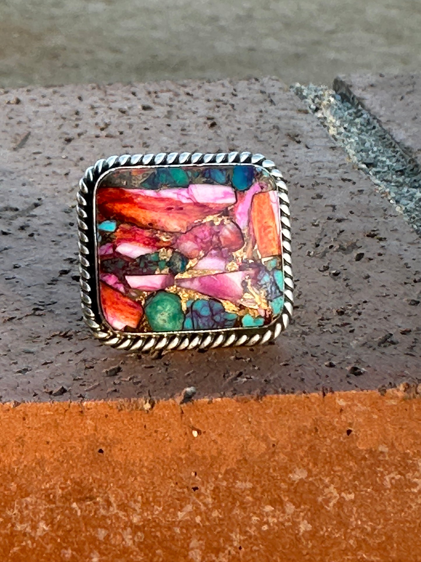 “The Lainey” Handcrafted Pink Dream & Sterling Silver Adjustable Ring by Alfred Martinez