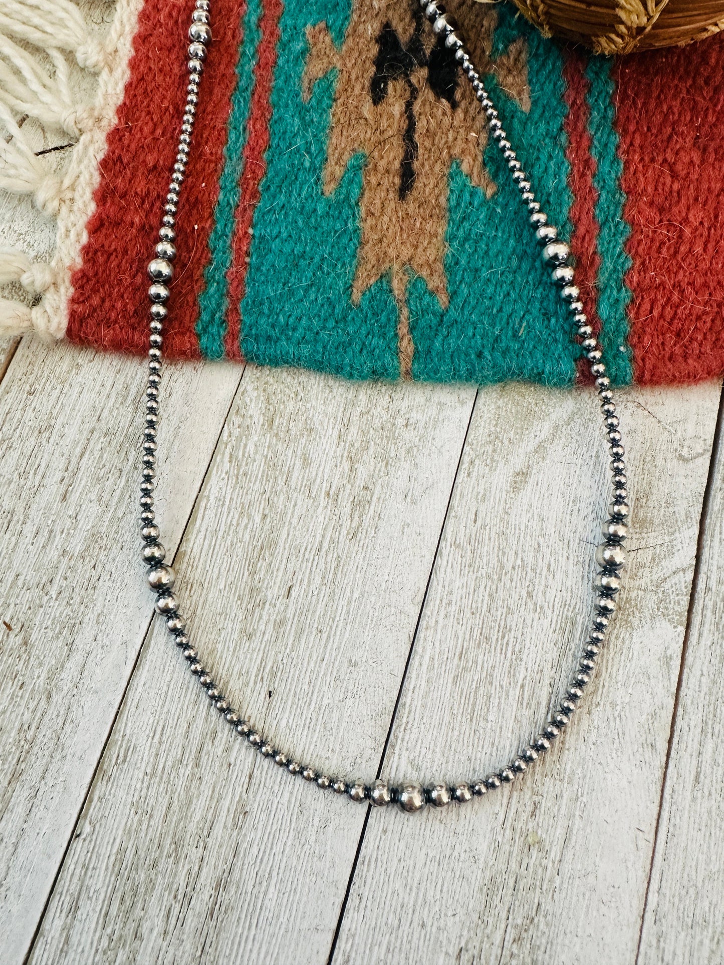 Handcrafted Sterling Silver Pearl Beaded 20”Necklace