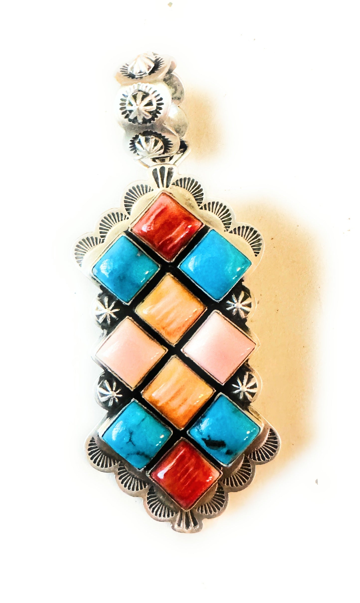 Handcrafted Multi Stone and Sterling Silver Cluster Pendant by Charles Johnson