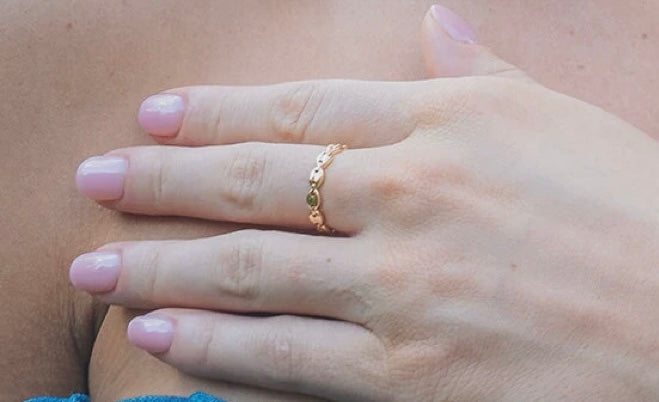 14k Gold Sterling Silver Anchor Chain Ring Size 7
