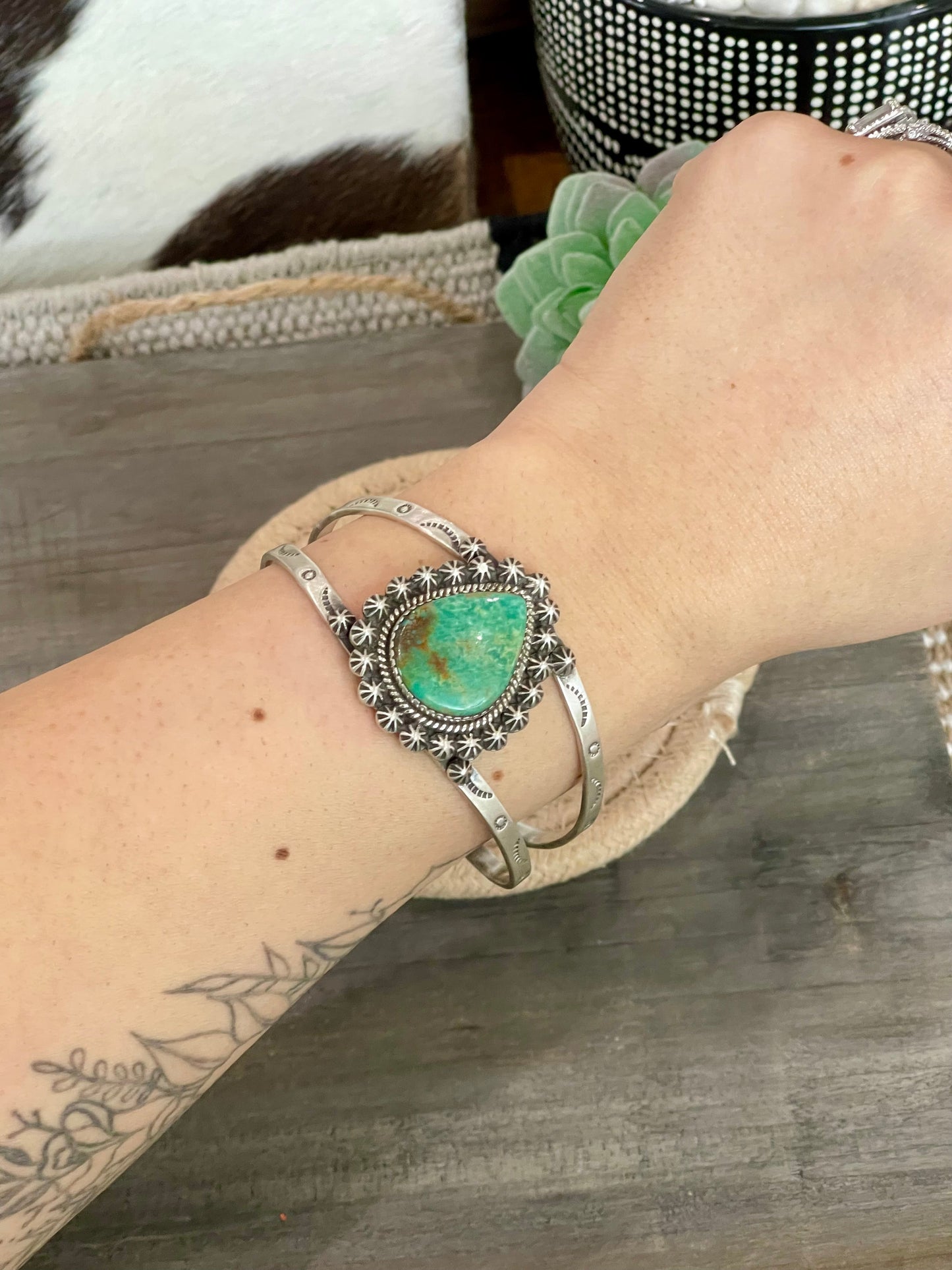 Handmade Sterling Silver & Royston Turquoise Cuff Bracelet