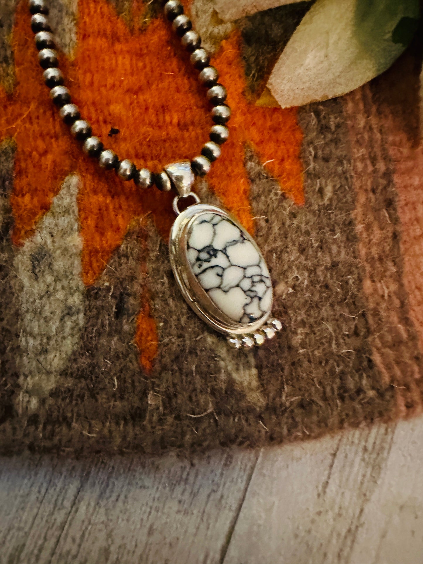 Handcrafted Howlite & Sterling Silver Pendant