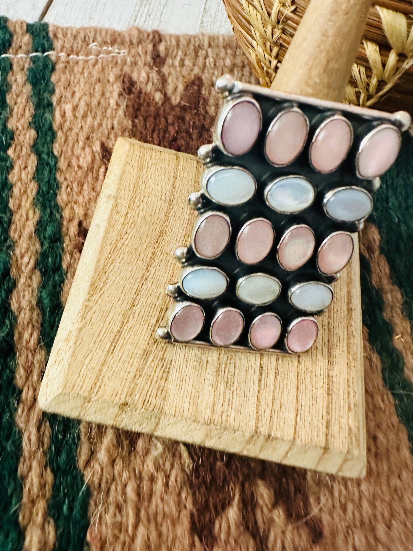 Handcrafted Mother of Pearl & Sterling Silver Ring Size 7.5 by Jacqueline Silver
