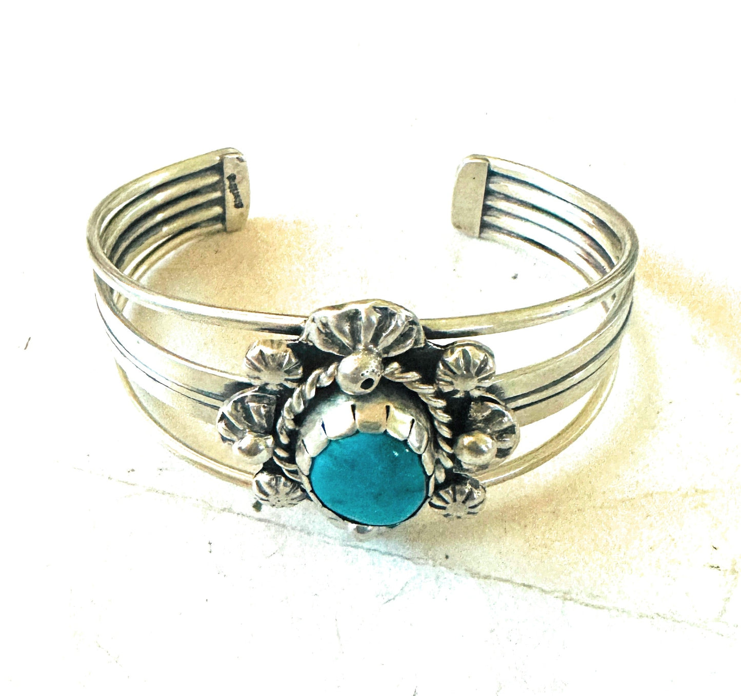 Handcrafted Sterling Silver & Kingman Turquoise Cuff Bracelet