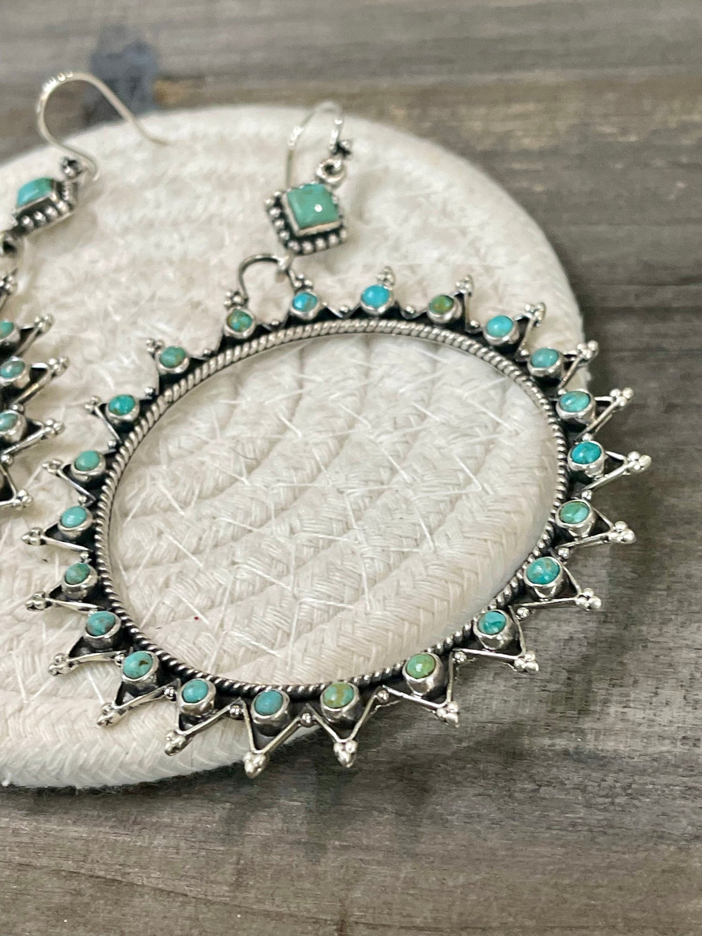 Handmade Sterling Silver Turquoise Hoop Earrings