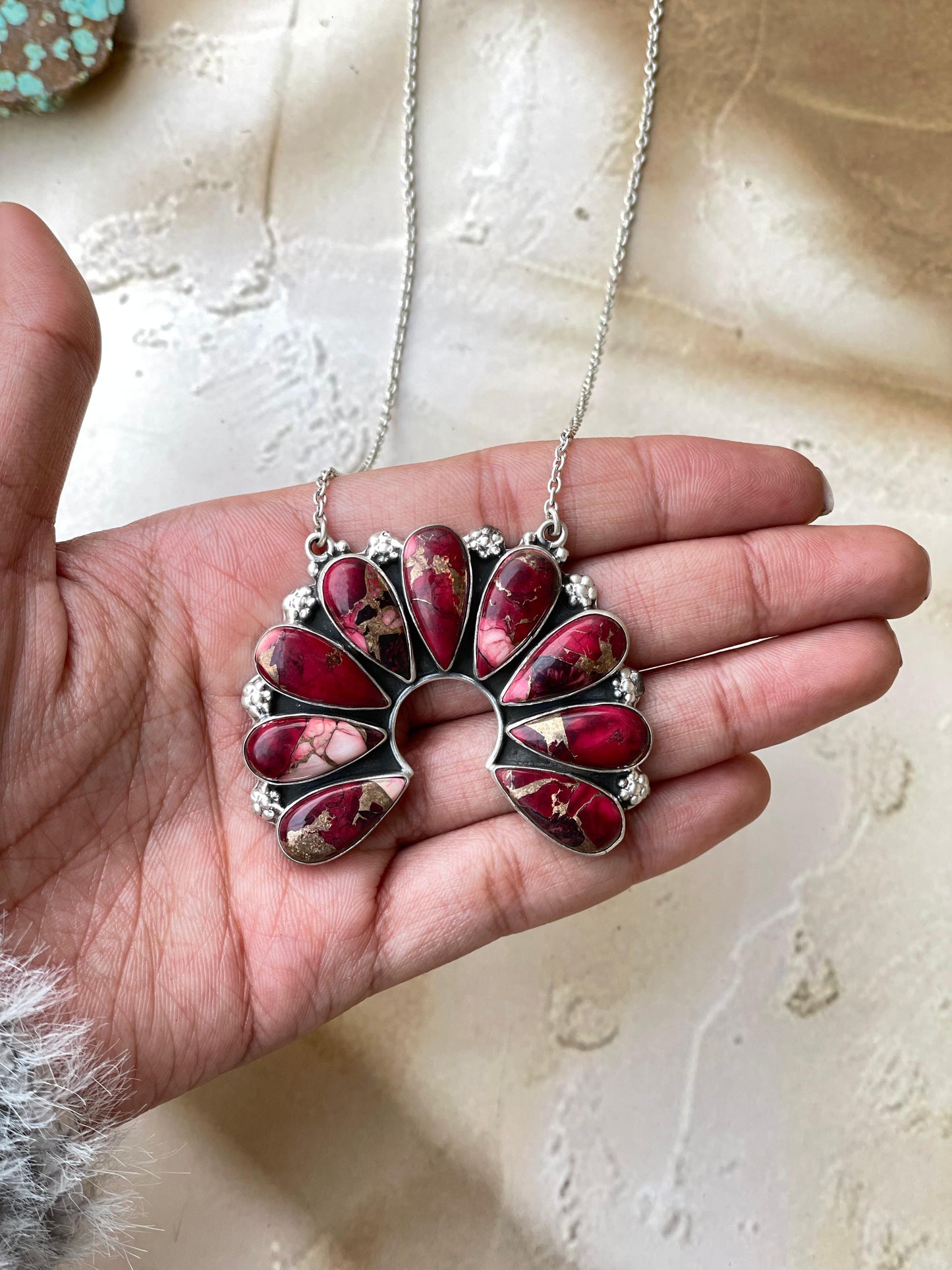 Beautiful Handmade Sterling Silver Dahlia Rose Naja Necklace