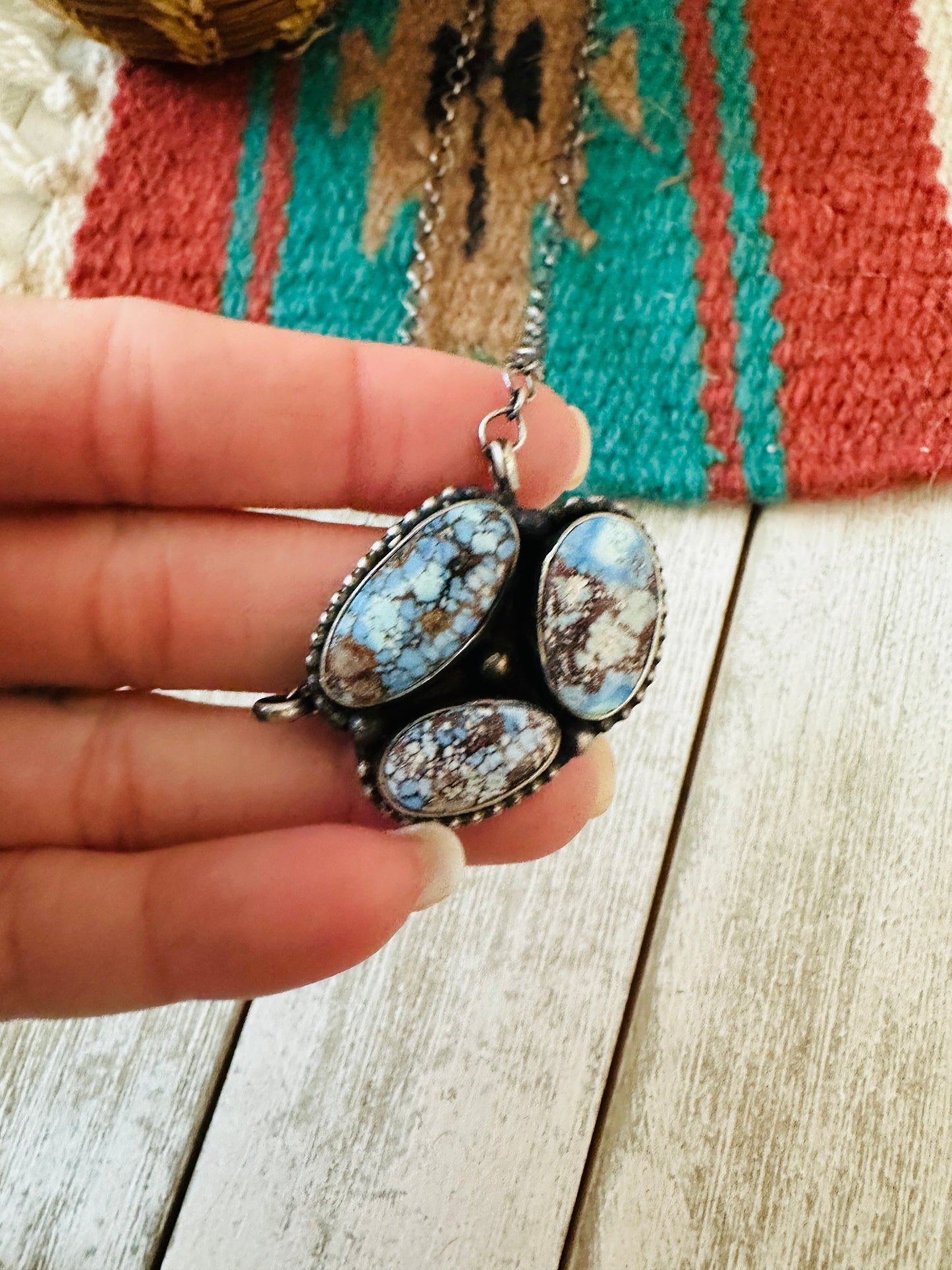 Handcrafted Sterling Silver & Golden Hills Turquoise Cluster Necklace
