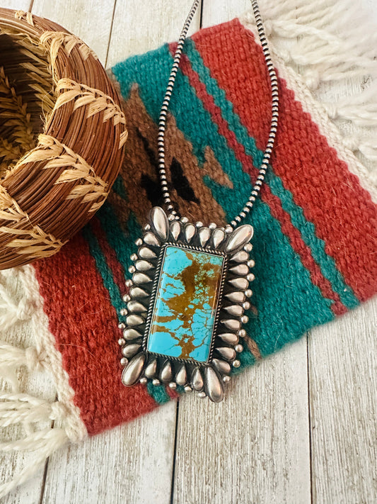 Handcrafted Turquoise & Sterling Silver Pendant by Marcus Chavez