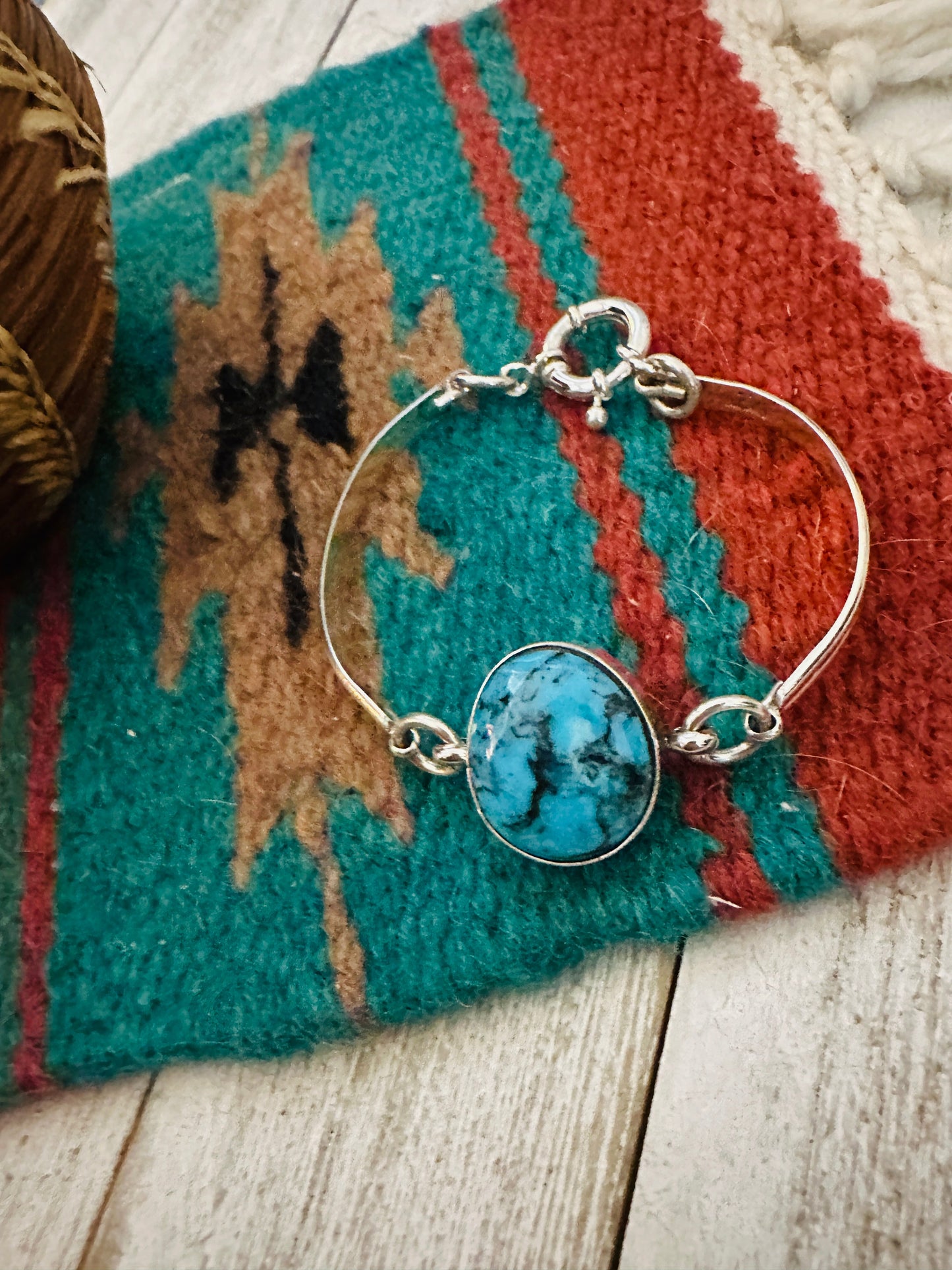 Handcrafted Turquoise & Sterling Silver Floating Link Bracelet