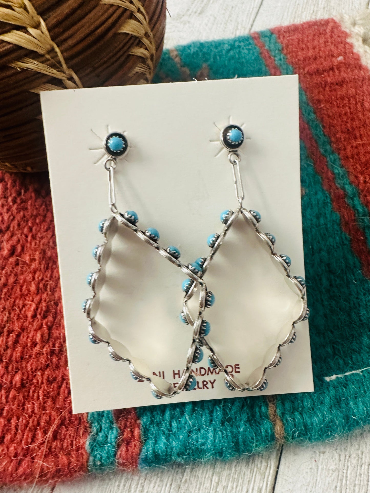 Handcrafted Turquoise & Sterling Silver Snake Eye Dangle Earrings