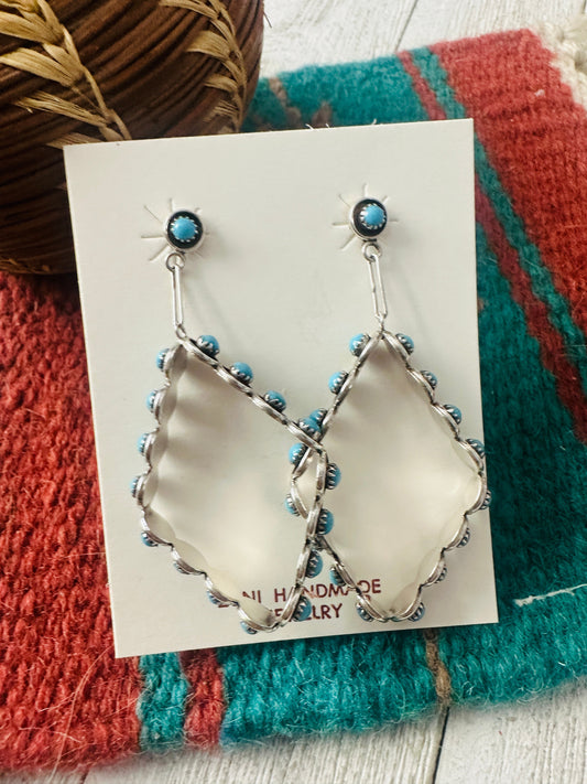 Handcrafted Turquoise & Sterling Silver Snake Eye Dangle Earrings