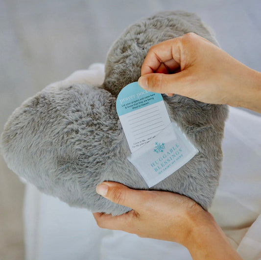 Huggable Heart Prayer Pillow (Grey)