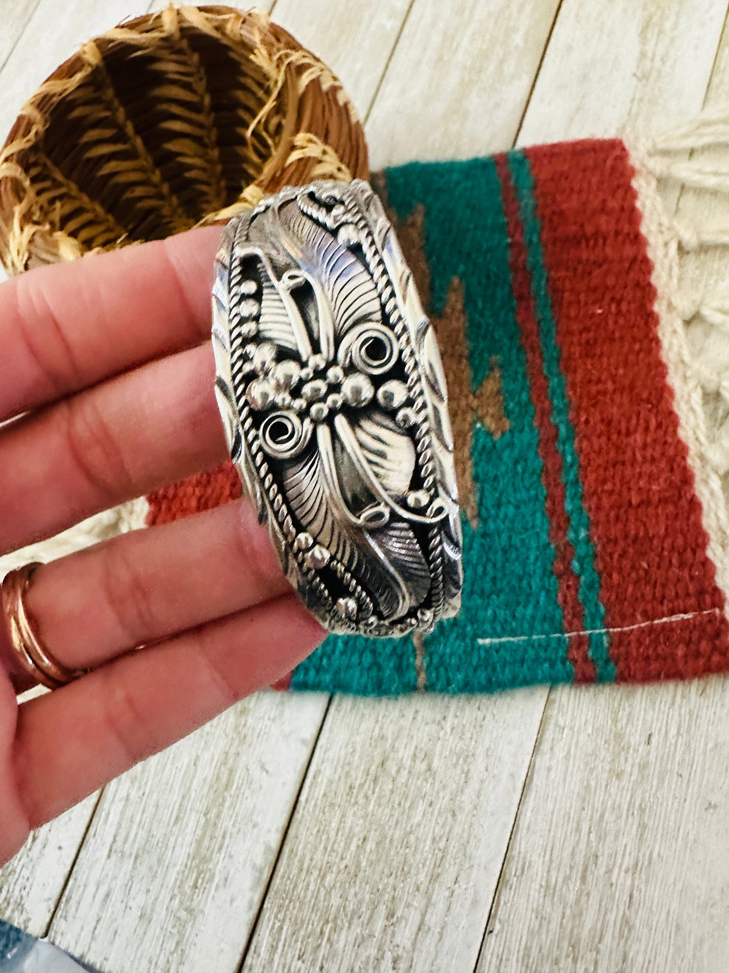 Handcrafted Old Pawn Sterling Silver Cuff Bracelet