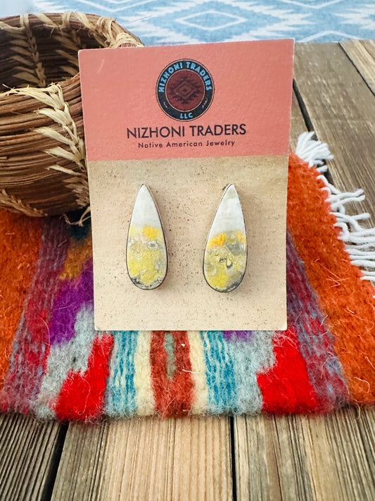 Handcrafted Bumblebee & Sterling Silver Post Earrings